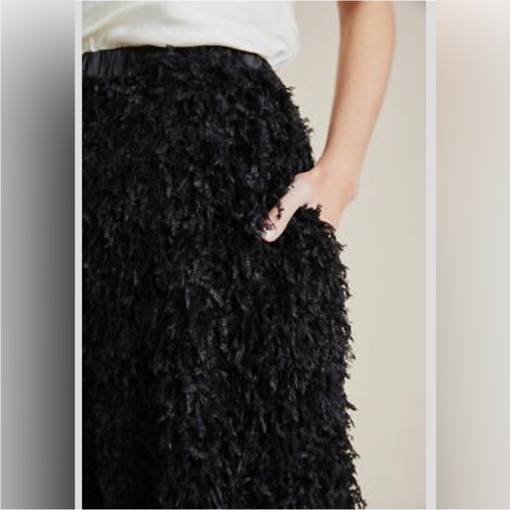 ANTHROPOLOGIE Sunday in Brooklyn Chantal Feathered Black Skirt - Picture 9 of 11